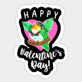 Happy Valentine's Day Caique Parrot Watercolor Sticker